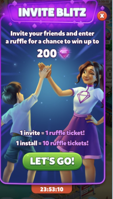 "Invite Blitz" event screen showing how to earn raffle tickets.png