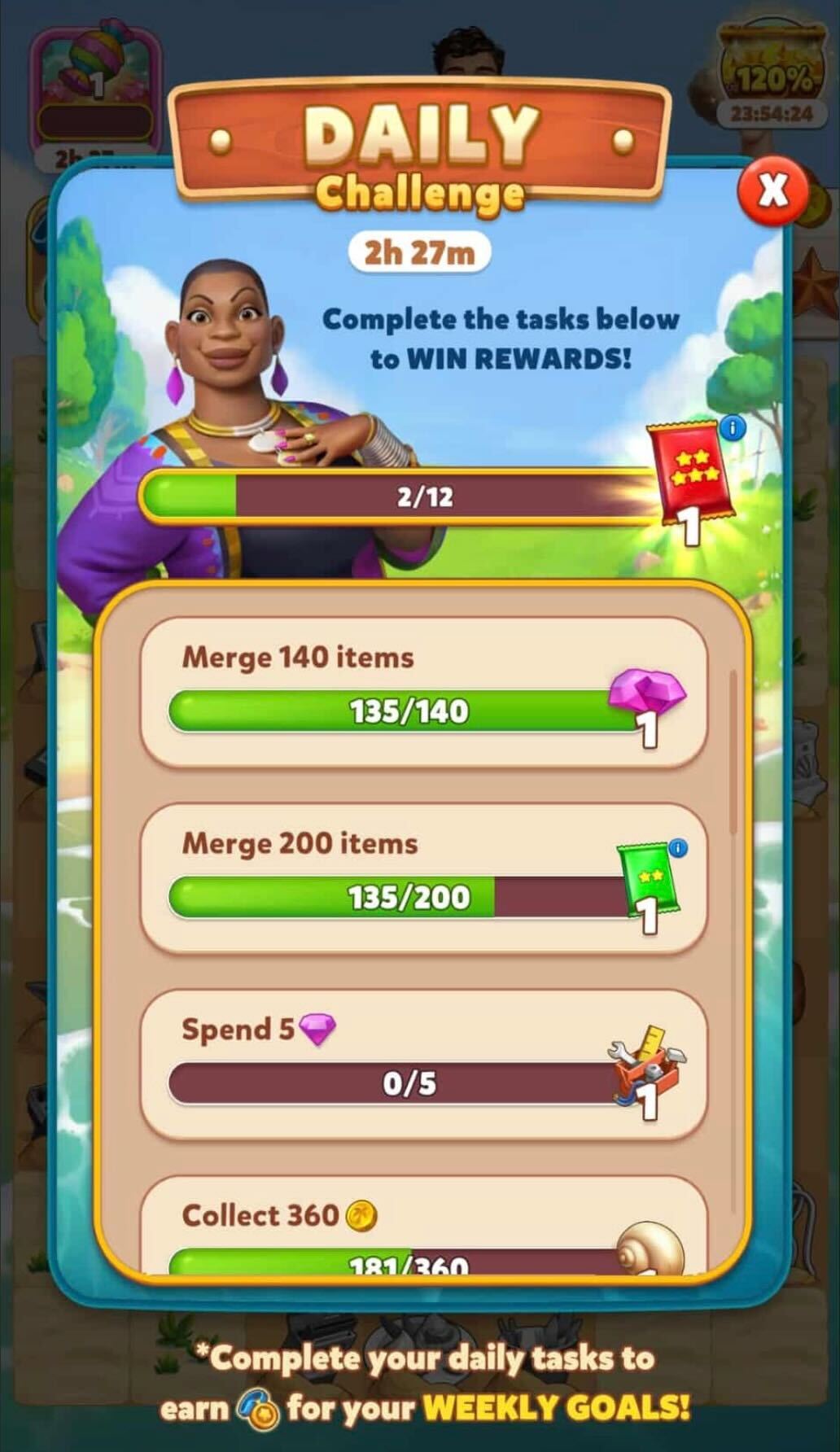 Daily Challenge window showing active progression tracks for daily tasks, rewards, and the countdown timer.jpg