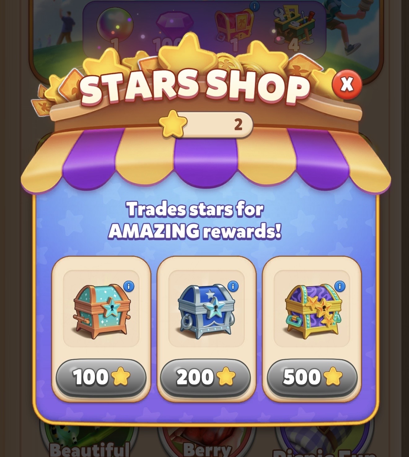 Stars Shop screen showing three Chest tiers costing 100, 200, and 500 Stars.jpg